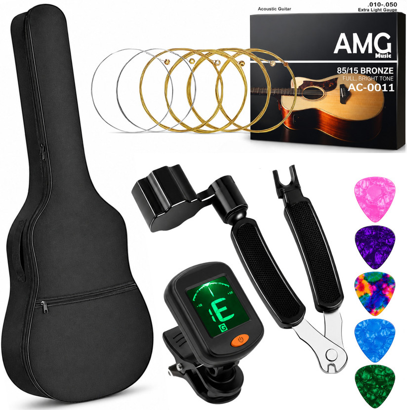 IMAGINEA Guitar Accessories Kit with Guitar Gig Bag, Strings Set, Tuner, Winder & 5 Picks Guitar Bag