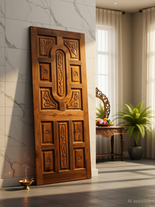 La Furniture Wooden Door for Home Capsul Design doors 12 Pannel Mahogany Wooden Door Palla Interior Door(Mahogany)
