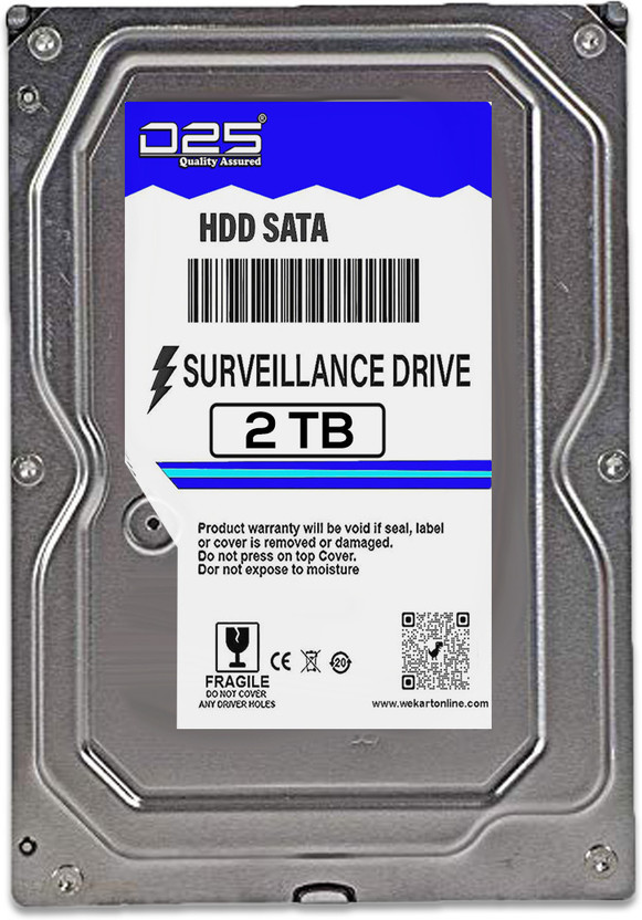 D25 Video 2TB Surveillance Hard Disk for All CCTV Camera DVR 2 TB Surveillance Systems Silver SATA Internal Hard Disk Drive (HDD) (2TB Hard Disk for CCTV DVR | 2TB Internal Hard Disk | 2 Years Warranty)(Interface: SATA, Form Factor: 3.5 inch)