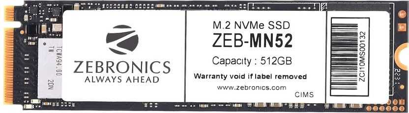 ZEBRONICS NVME 512 GB Desktop, Laptop Black M.2 Internal Solid State Drive (SSD) (ZEB-NM52)(Interface: M.2, Form Factor: M.2)