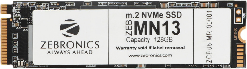 ZEBRONICS NVME SSD M.2 2280 FORM FACTOR 128 GB Desktop, Laptop Black M.2 Internal Solid State Drive (SSD) (ZEB-MN13)(Interface: M.2, Form Factor: M.2)