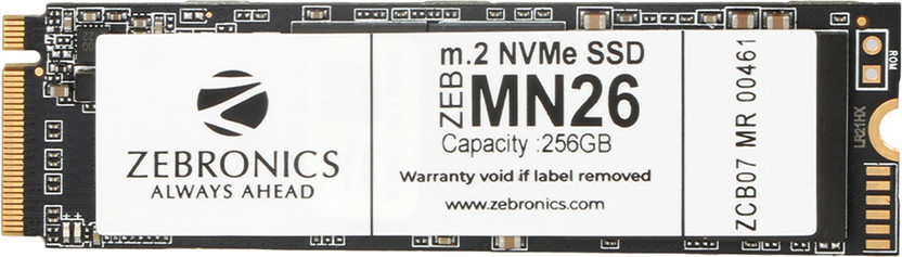 ZEBRONICS MN26, 256GB, M.2 NVMe 2280, Ultra High Speeds upto 2200MB/s, S.M.A.R.T 256 GB All in One PC's, Desktop, Laptop Black PCIe NVMe Internal Solid State Drive (SSD) (ZEB MN26)(Interface: PCIe NVMe, Form Factor: M.2)