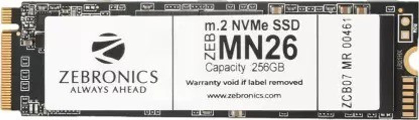 ZEBRONICS M.2 NVME SSD 256 GB Laptop, All in One PC's, Desktop Black M.2 Internal Solid State Drive (SSD) (ZEB-MN26)(Interface: M.2, Form Factor: M.2)