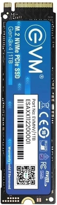 EVM EVMNV 1 TB Desktop, Laptop, All in One PC's Black PCIe NVMe Internal Solid State Drive (SSD) (EVMNV/1TB)(Interface: PCIe NVMe, Form Factor: M.2)