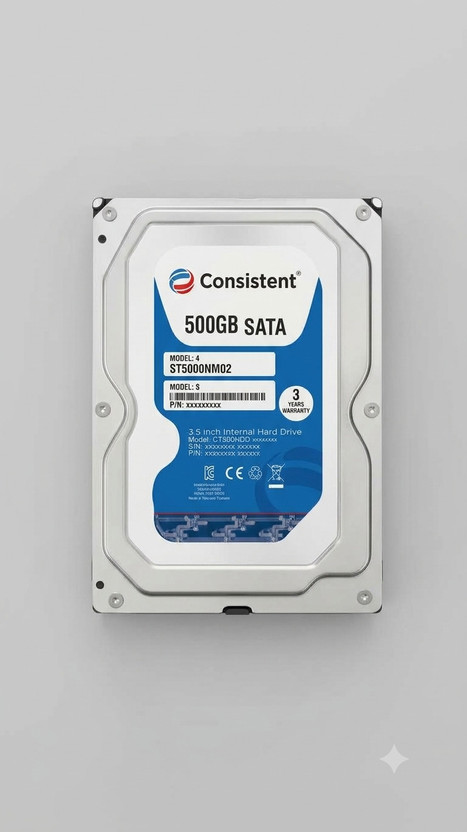 Consistentt Premium 500 GB Desktop Silver SATA Internal Hard Disk Drive (HDD) (CT3500SC)(Interface: SATA, Form Factor: 3.5 inch)