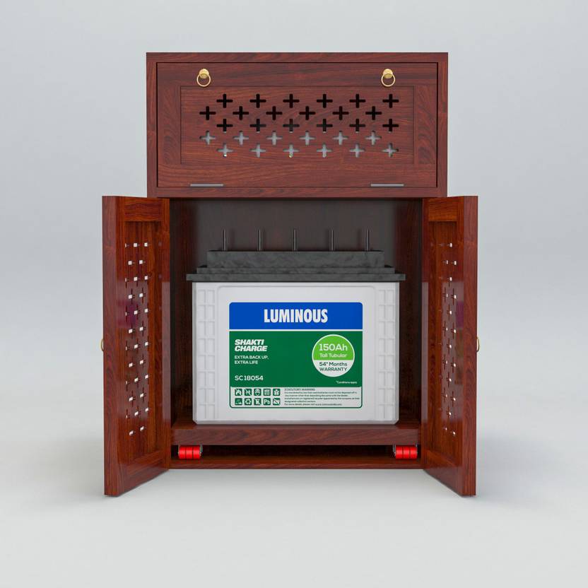 Deuba Solid Sheesham Wood Inverter Battery Mahogany Trolley for