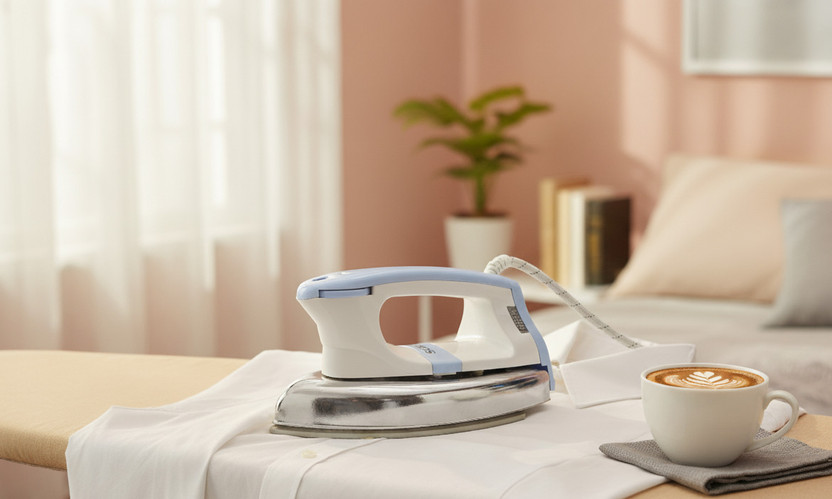 nkart Macho Plus 1000W Heavy Dry Iron with Non-Stick Soleplate & Swivel Cord 1000 W Dry Iron(White & Blue)