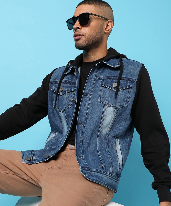 Full Sleeve Solid Men Denim Jacket 