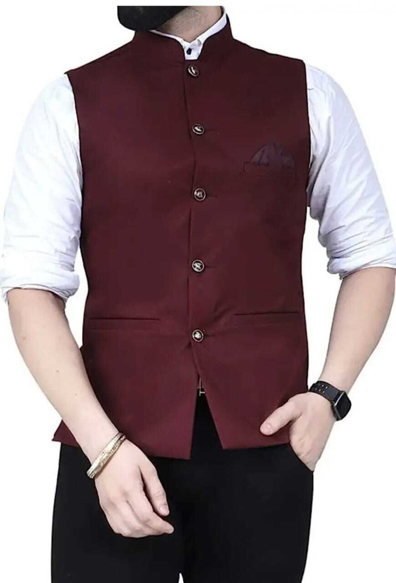 maksud enterprise Sleeveless Self Design Men Jacket