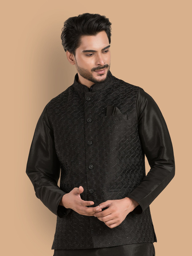 TRENDS OF ETHNIC Sleeveless Self Design Men Jacket