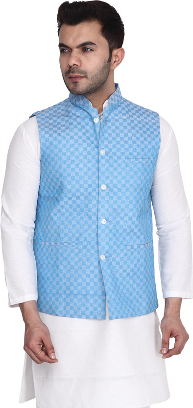 Aaryavar Sleeveless Checkered Men Jacket