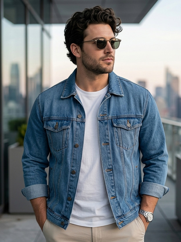 Urbano Plus Full Sleeve Solid Men Denim Jacket