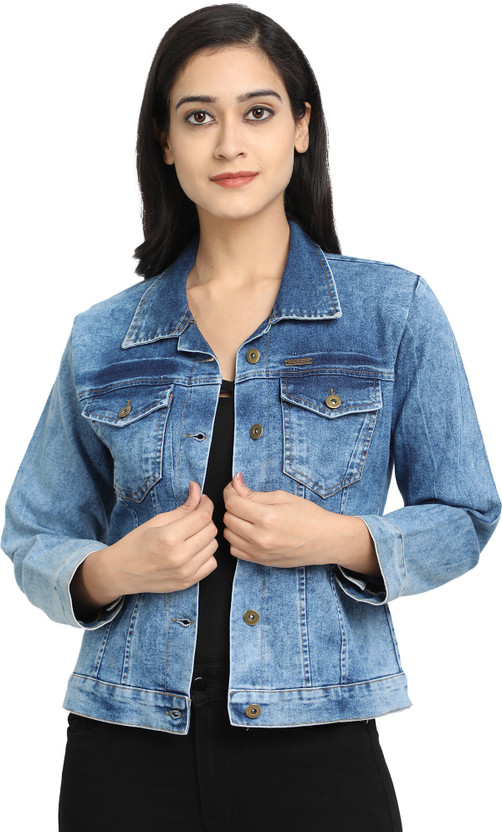 Full Sleeve Solid Women Denim Jacket 