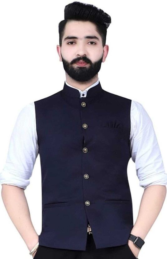 AGGARMENTS Sleeveless Self Design Men Jacket