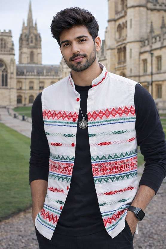 Adivasi Sleeveless Striped Men Jacket
