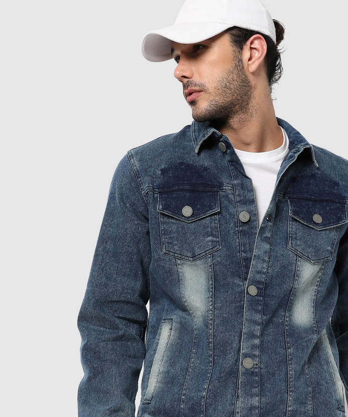 Full Sleeve Solid Men Denim Jacket 