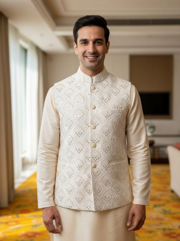 Marwa Marwa Sleeveless Embroidered Men Jacket - Flipkart Deal