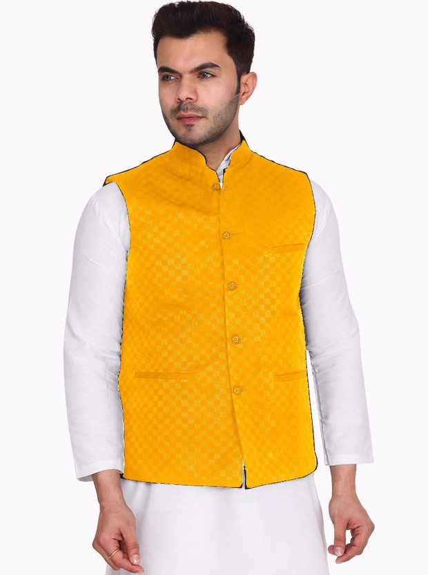 Aaryavar Sleeveless Checkered Men Jacket