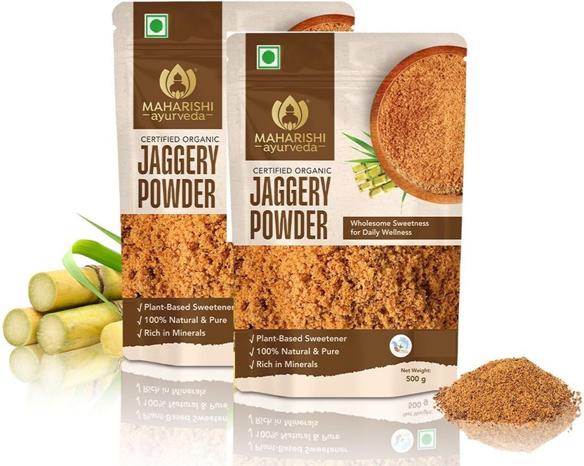 MAHARISHI ayurveda Organic Jaggery Powder | 100% Natural and Pure | Rich In Minerals Powder Jaggery(1000 g, Pack of 2)