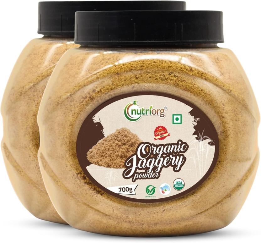Nutriorg 100% Organic Jaggery Powder | Unrefined & Natural | Healthy Sugar Alternative Powder Jaggery(1400 g, Pack of 2)