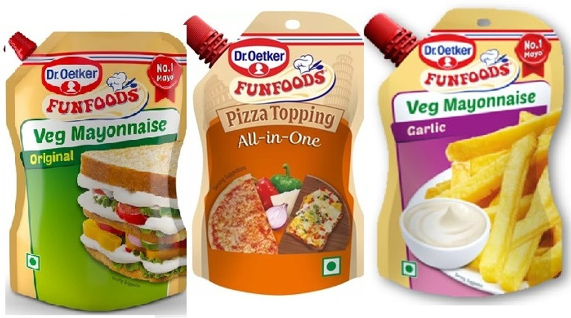 FUNFOODS VEG ORIGINAL MAYONAISE, PIZZA TOPPING, GARLIC MAYO FOR ALL TYPE BREADS(303 g, Pack of 3)
