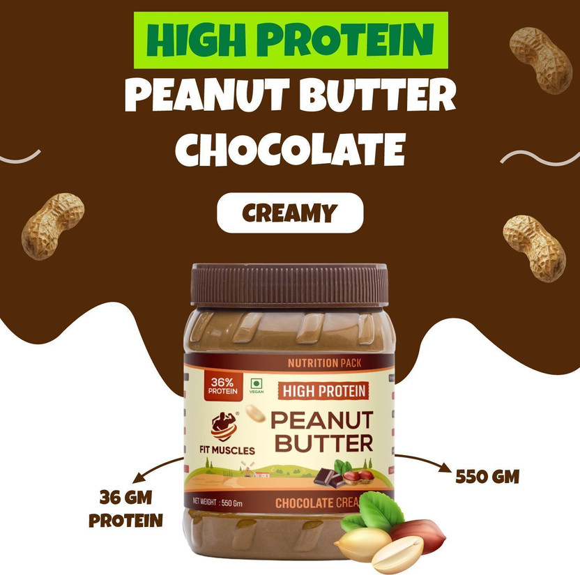 Fit muscles High Protein Creamy Peanut Butter – Natural, Protein-Rich & No Preservatives(550 g)