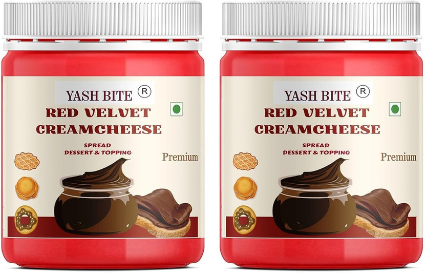 YASHBITE Red Velvet Cream Cheese Spread || Made with Low Fat Cocoa Butter |(700 g, Pack of 2)