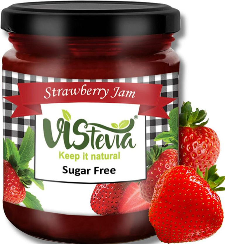 Vistevia Sugar Free Strawberry Jam (200 gm) | Diabetic Friendly | Stevia Sweetened(200 g)