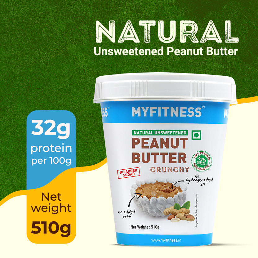 MYFITNESS All Natural Unsweetened Peanut Butter Crunchy(510 g)