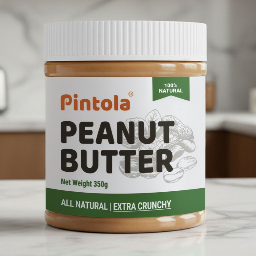 Pintola All Natural Peanut Butter (EXTRA Crunchy) (Unsweetened, Non-GMO, Gluten Free)(350 g)