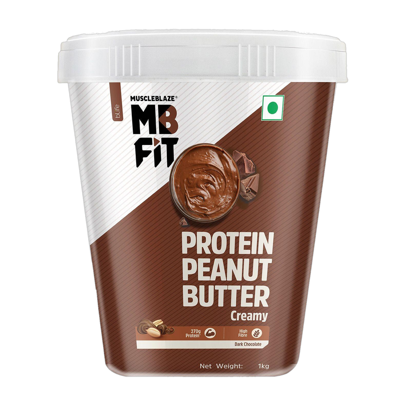 MUSCLEBLAZE High Protein Peanut Butter, Creamy, Dark Chocolate, (Fit Pack)(1 kg)