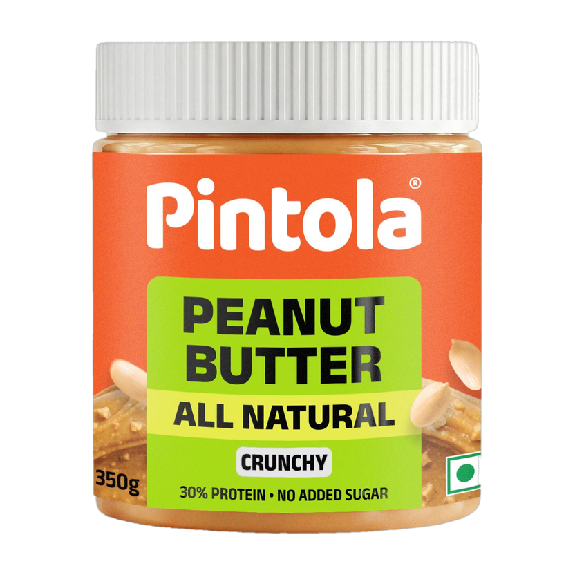 Pintola All Natural Peanut Butter (Crunchy) , Unsweetened, Non-GMO, Gluten Free(350 g)