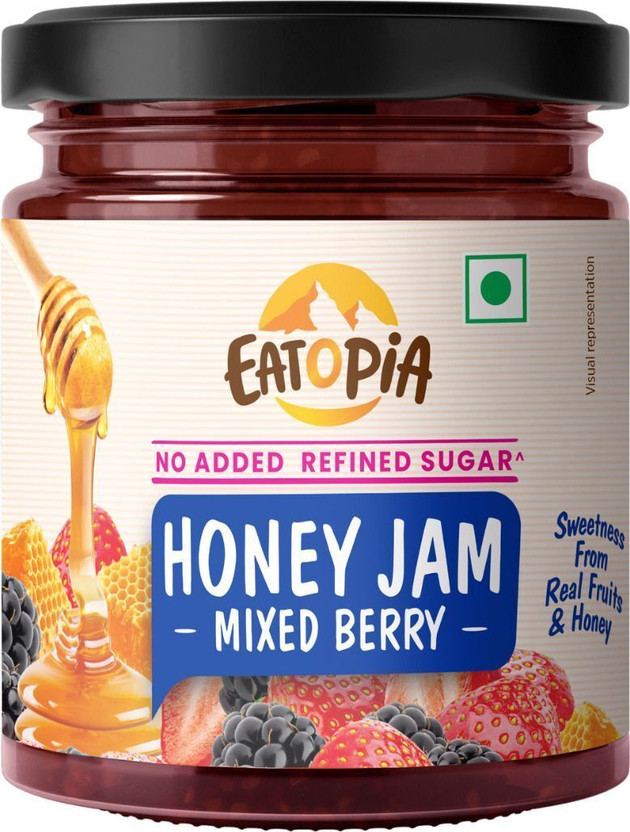 EATOPiA Sugar Free Mixed Berry Honey Jam | Diabetic Friendly | 100% Pure & Natural(240 g)