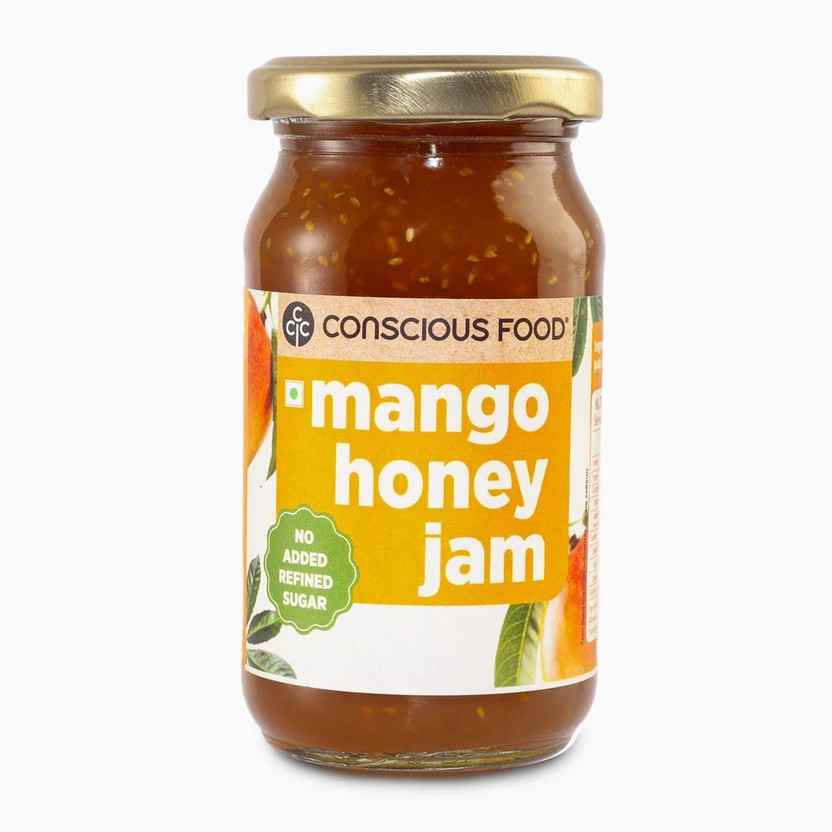 Conscious Food Mango Honey Jam 250 gm | Sugar-Free | With Chia Seeds | No Preservatives(0.25 g)
