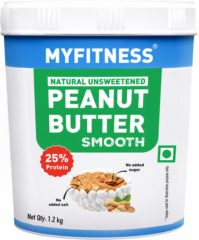 MYFITNESS Unsweetened Natural Peanut Butter- Smooth 31g protein Spread(1250 g)