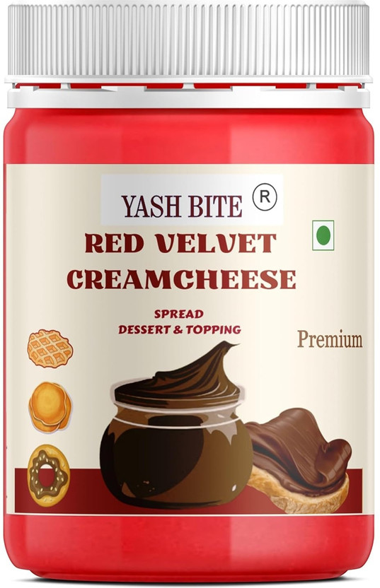 YASHBITE Red Velvet Cream Cheese Spread | Made with Low Fat Cocoa Butter |(350 g)