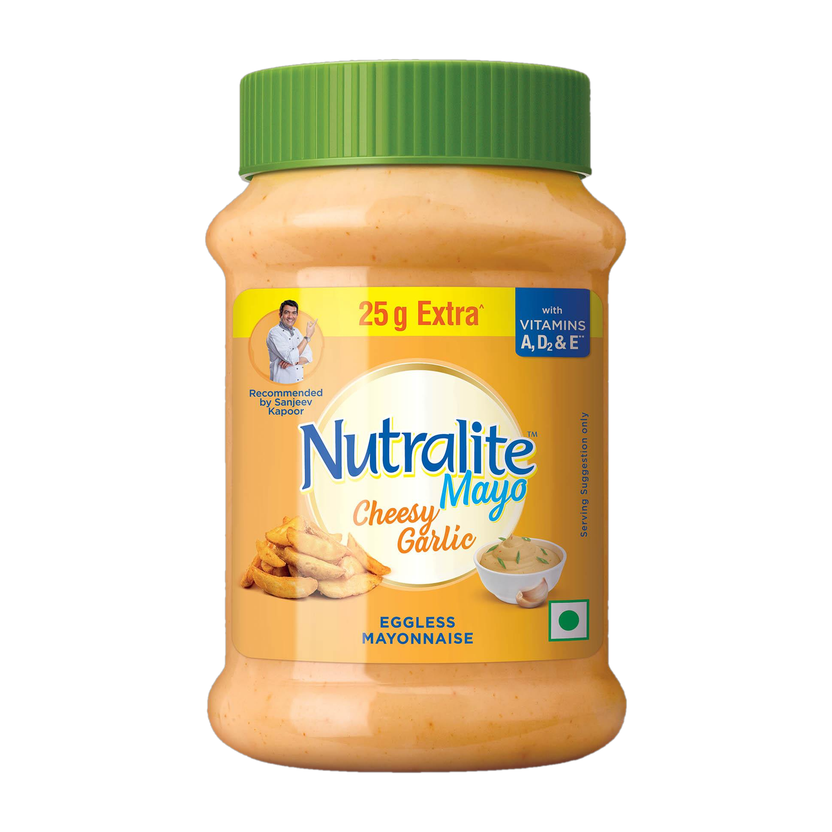 Nutralite Mayo Cheesy Garlic|Eggless Mayonnaise|Enriched With Vitamins A, D2, and E(275 g)