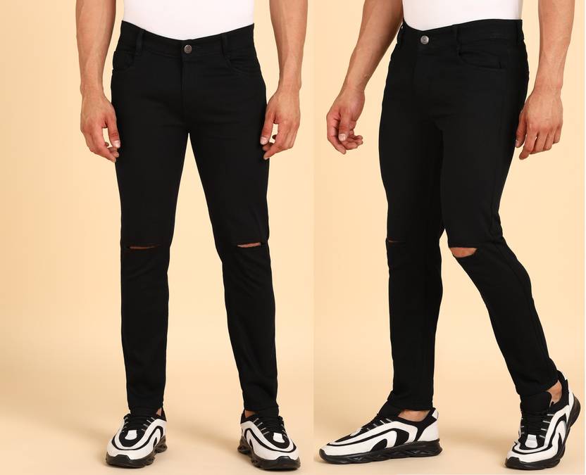 [Size 34] Nayak Fashion Men Slim Mid Rise Black Jeans  (Pack of 2)