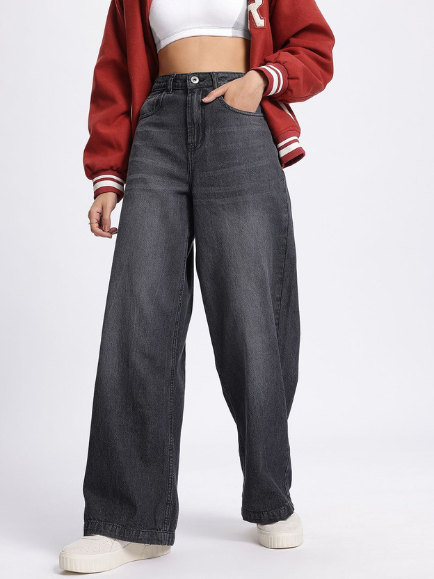 Glitchez Loose Fit Women Black Jeans