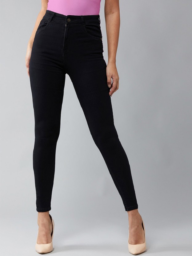 high rise black jeans for women