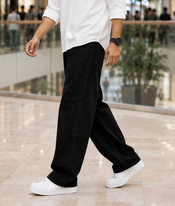 DENIM LOOK Loose Fit Men Black Jeans