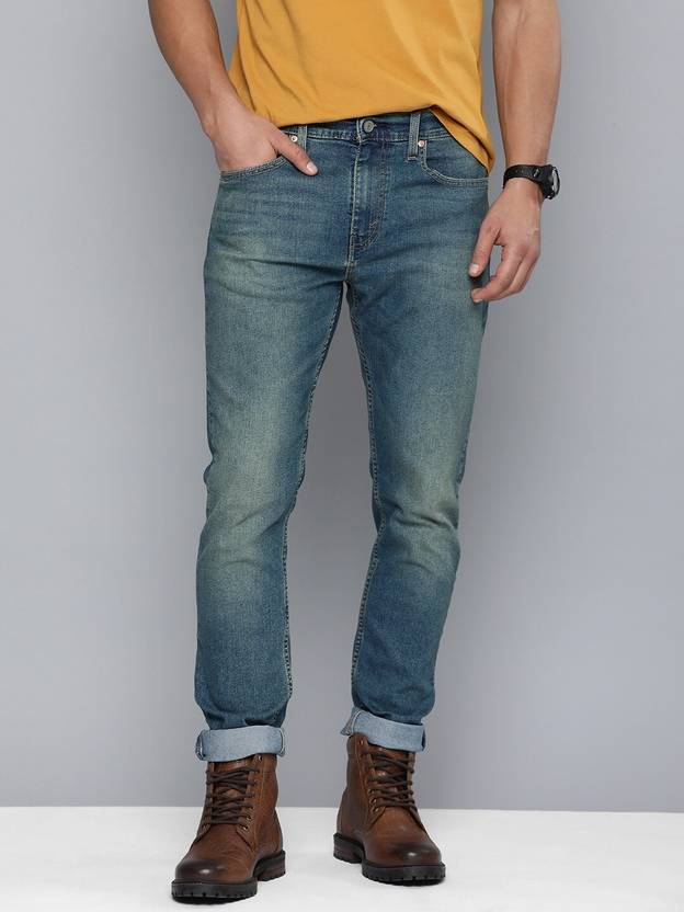 levi's 512 men tapered fit mid rise blue jeans