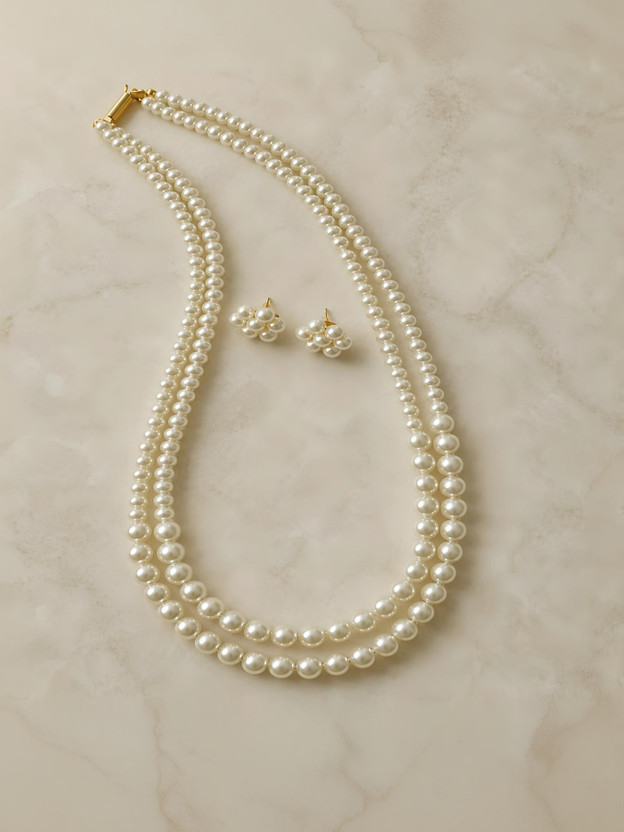 Girenovva Glass Gold-plated White Jewellery Set(Pack of 1)