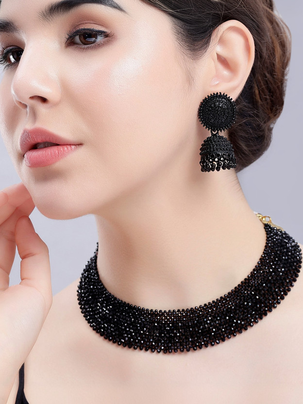 TownHouse Gallery Brass Gold-plated Black Jewellery Set(Pack of 3)