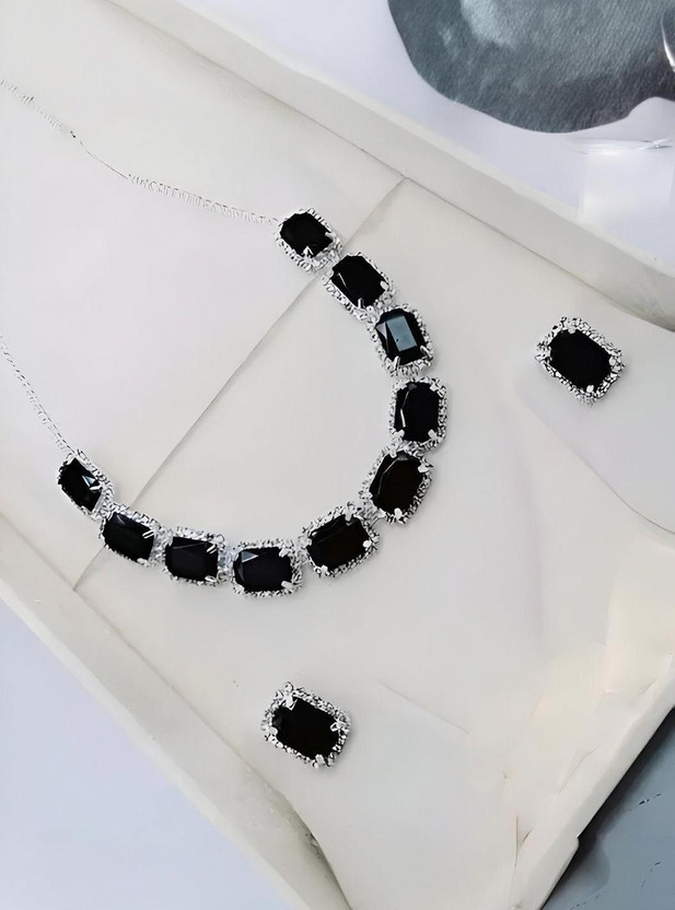 RAXA Alloy Silver Black Jewellery Set(Pack of 1)
