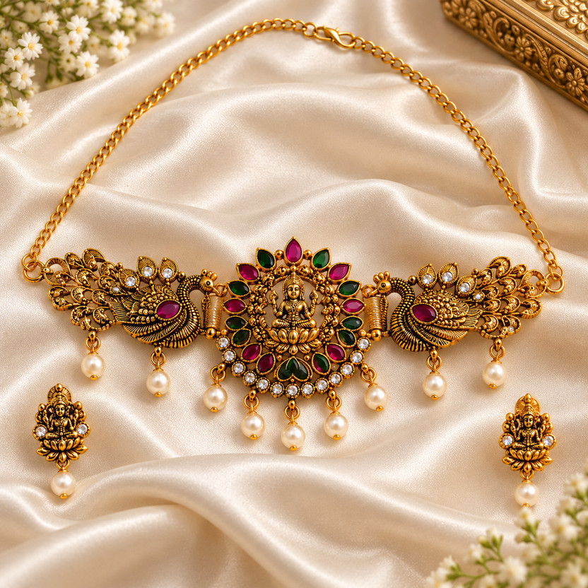 Keshvi Keshvi Jewels Brass Gold-plated Gold Jewellery Set(Pack of 1) - Flipkart Deal
