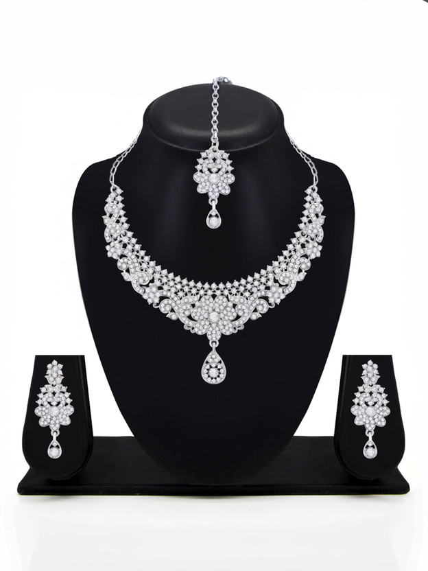 Atasi International Alloy Rhodium Silver Jewellery Set(Pack of 1)