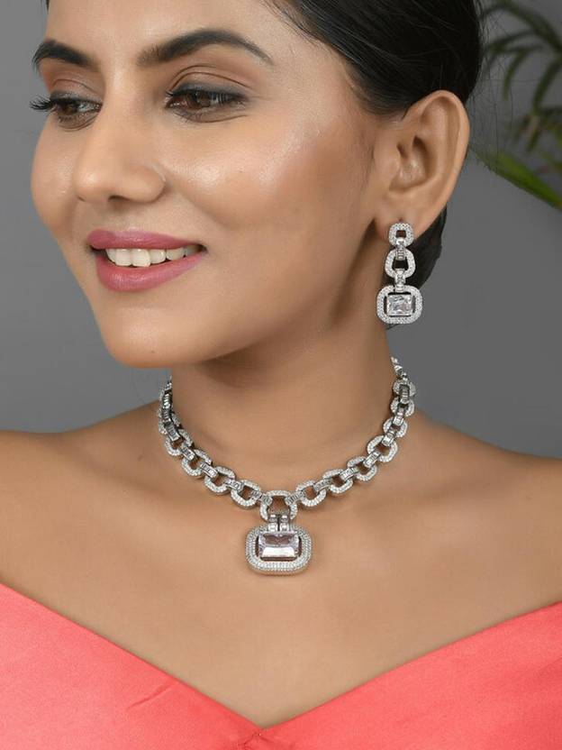 Silvermerc Designs Brass Silver Silver Jewellery Set Price in India