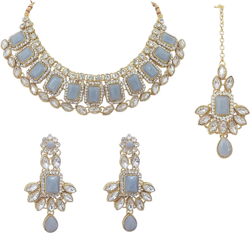Chrishan Alloy Gold-plated Grey Jewellery Set(Pack of 1)