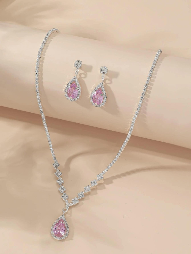 Dressberry Crystal Pink Jewellery Set(Pack of 1)